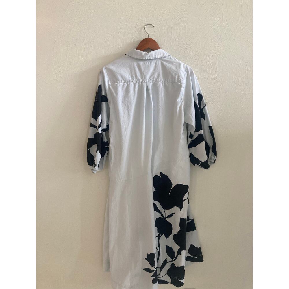 Anthropologie X Jo Faulkner Button-Front Black White Floral Asymmetrical Dress S - Picture 9 of 12